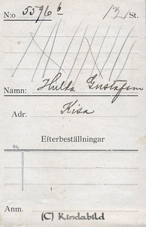 Hulda Gustafsson Kisa
Hulda Gustafsson Kisa
Nyckelord: Hulda Gustafsson