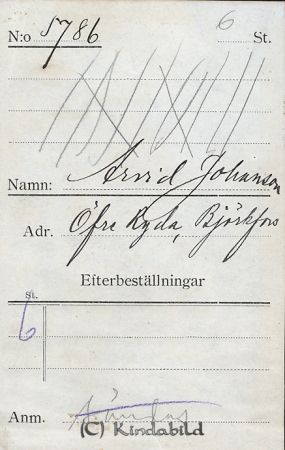 Arvid Johansson Öfre Ryda Björkfors
Arvid Johansson Öfre Ryda Björkfors
Nyckelord: Johansson Björkfors