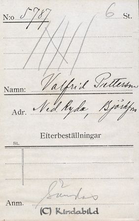 Valfrid Pettersson Ned Ryda Björkfors
Valfrid Pettersson Ned Ryda Björkfors
Nyckelord: Pettersson Björkfors