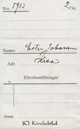 Ester Johansson Kisa
Ester Johansson Kisa
Nyckelord: Ester Johansson