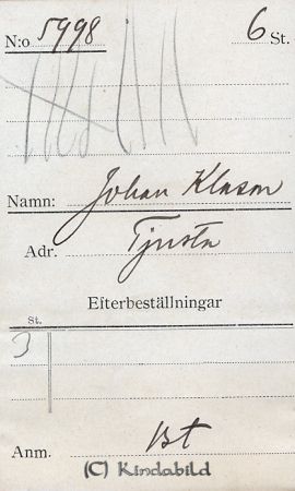 Johan Klasson Tjusta
Johan Klasson Tjusta
Nyckelord: Johan Klasson