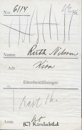 Ruth Nilsson Kisa
Ruth Nilsson Kisa
Nyckelord: Ruth Nilsson