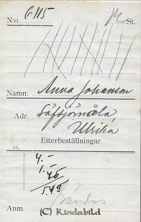 Anna Johansson Säfsjömåla Ulrika
Anna Johansson Säfsjömåla Ulrika
Nyckelord: Johansson Säfsjömåla