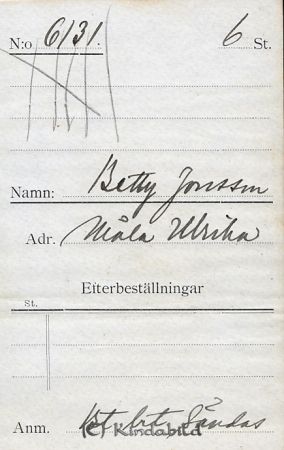 Betty Jonsson Måla Ulrika
Betty Jonsson Måla Ulrika
Nyckelord: Jonsson Måla