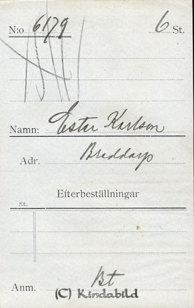 Ester Karlsson Breddarp
Ester Karlsson Breddarp
Nyckelord: Karlsson Breddarp