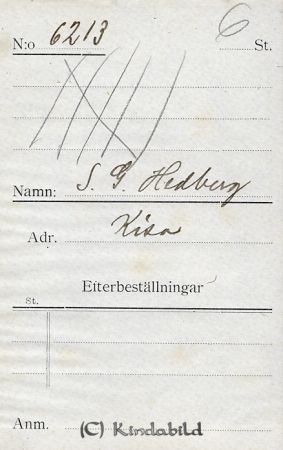 S G Hedberg  Kisa
S G Hedberg  Kisa
Nyckelord: Hedberg Kisa