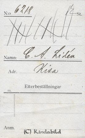 C A Lidén Kisa
C A Lidén Kisa
Nyckelord: Lidén Kisa
