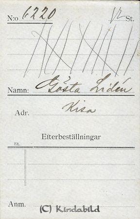 Gösta Lidén Kisa
Nyckelord: Gösta Lidén Kisa