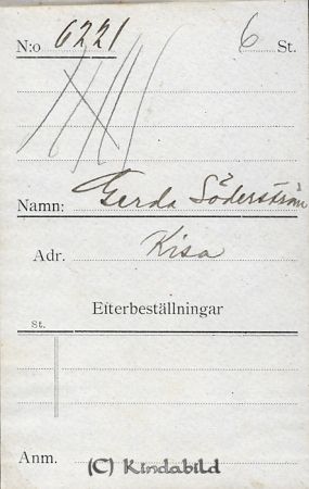 Gerda Söderström Kisa
Gerda Söderström Kisa
Nyckelord: Gerda Söderström