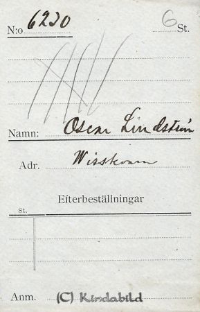 Oscar Lindström Wisskvarn
Oscar Lindström Wisskvarn
Nyckelord: Lindström Wisskvarn