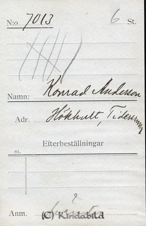 Konrad Andersson Hökhult Tidersrum
Konrad Andersson Hökhult Tidersrum
Nyckelord: Andersson Hökhult