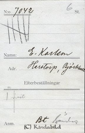 E Karlsson Herstorp Björkhult
Nyckelord: Karlsson