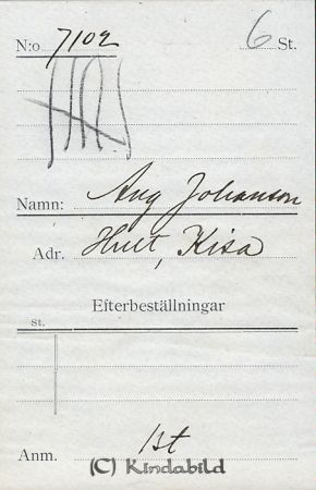Aug Johansson Hult Kisa
Aug Johansson Hult Kisa
Nyckelord: Johansson Hult