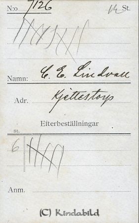 C E Lindvall Kjettestorp
C E Lindvall Kjettestorp
Nyckelord: Lindvall Kjettestorp