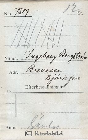 Ingeborg Bergström Brevassa Björkfors
Ingeborg Bergström Brevassa Björkfors
Nyckelord: Bergström Brevassa