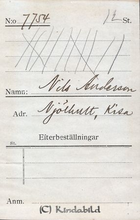 Nils Andersson Njölhult Kisa
Nils Andersson Njölhult Kisa
Nyckelord: Andersson Njölhult