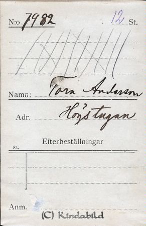 Tora Andersson Högstugan
Tora Andersson Högstugan
Nyckelord: Andersson Högstugan