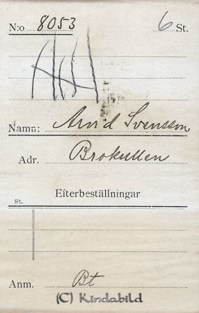 Arvid Svensson Brokullen
Arvid Svensson Brokullen
Nyckelord: Svensson Brokullen