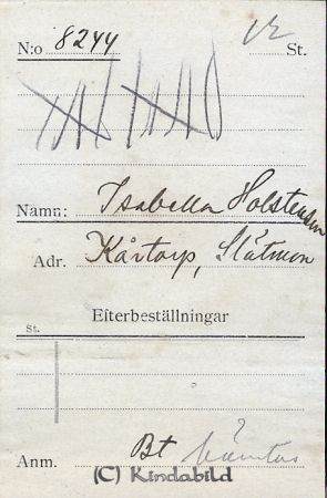 Isabella Holstensson Kårtorp Slätmon
Isabella Holstensson Kårtorp Slätmon
Nyckelord: Holstensson Kårtorp