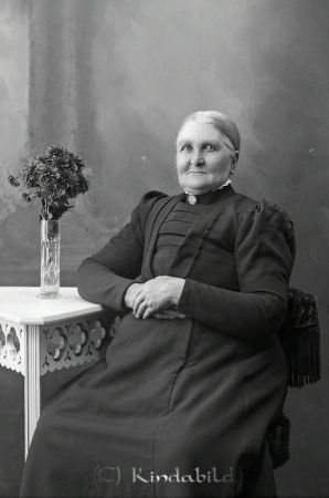 Isabella Holstensson Kårtorp Slätmon
godj
Isabella Holstensson Kårtorp Slätmon

raja
Damen på fotot kan vara Isabella Hollstenssons mor Hilda Lovisa Svensson född 1867 i Tidersrum och gift med Gustaf Oskar Hollstensson Kårtorp. De hade barnen Maria Isabella född 1901, Oskar Sune född 1902 och Hildur Susanna född 1903.
Källa: SVAR Folkräkning 1910 
Källa: Gerd Pettersson
Nyckelord: Holstensson Kårtorp
