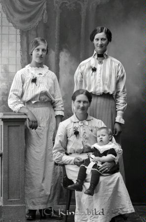 Anna Brage Harg
godj
Anna Brage Harg
Grupporträtt med tre kvinnor och ett barn

raja
Anna Brage född 1898 i Horn, tjänarinna i Harg från 1915-1920.
Källa: Gerd Pettersson 

Nyckelord: Brage Harg