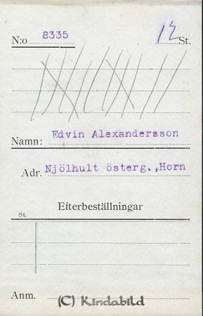 Edvin Alexandersson Njölhult östergård Horn
Edvin Alexandersson Njölhult östergård Horn
Nyckelord: Alexandersson Njölhult