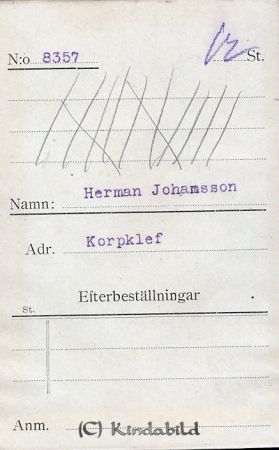 Herman Johansson Korpklef
Herman Johansson Korpklef
Nyckelord: Herman Johansson