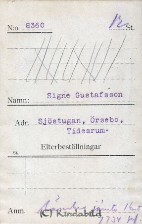 Signe Gustafsson Sjöstugan ?rsebo Tidersrum
Signe Gustafsson Sjöstugan ?rsebo Tidersrum
Nyckelord:  Gustafsson Sjöstugan