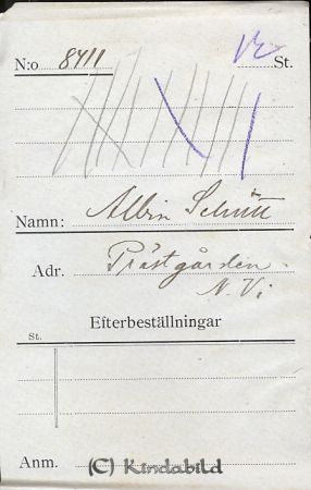 Albin Schütt Prästgården  N Vi
Albin Schütt Prästgården  N Vi
Nyckelord: Schütt Prästgården