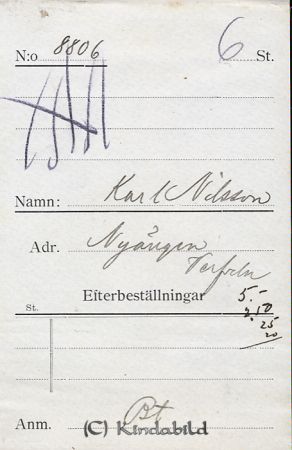 Karl Nilsson Nyängen Verfveln
Karl Nilsson Nyängen Verfveln
Nyckelord:  Nilsson Nyängen