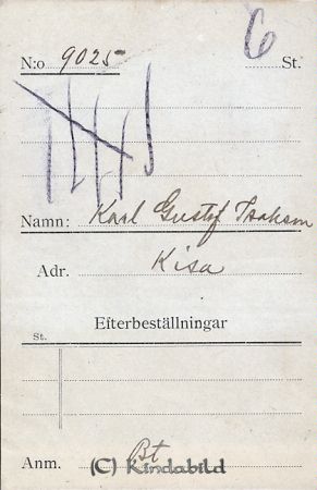 Karl Gustaf Isaksson Kisa
Karl Gustaf Isaksson Kisa
Nyckelord: Gustaf Isaksson