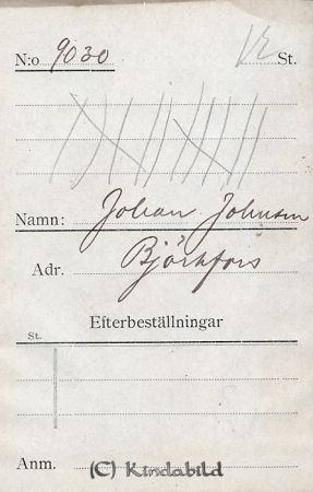 Johan Johansson Björkfors
Johan Johansson Björkfors
Nyckelord: Johansson Björkfors