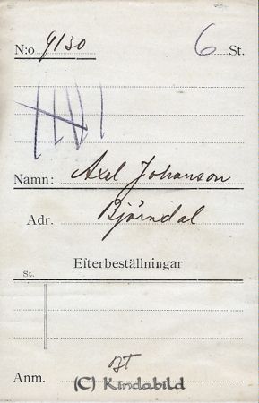 Axel Johansson Björndal
Axel Johansson Björndal
Nyckelord: Johansson Björndal