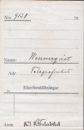 Wennerqvist Telegrafverket
Wennerqvist Telegrafverket
Nyckelord: Wennerqvist Telegrafverket