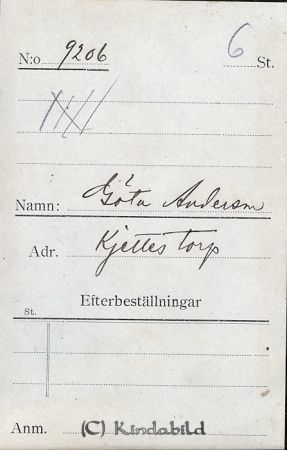 Göta Andersson  Kjettestorp
Göta Andersson  Kjettestorp
Nyckelord: Göta Kjettestorp