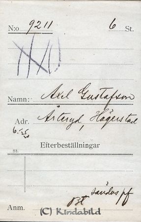 Axel Gustafsson  Årteryd  Hägerstad
Axel Gustafsson  Årteryd  Hägerstad
Nyckelord: Gustafsson Årteryd