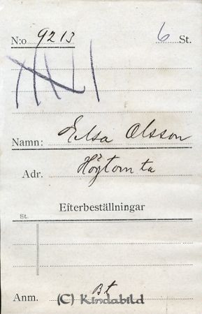 Elsa Olsson Högtomta
Elsa Olsson Högtomta
Nyckelord: Elsa Högtomta
