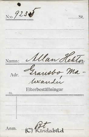 Allan Hektor  Gransbo  Malexander
Allan Hektor  Gransbo  Malexander
Nyckelord: Hektor Gransbo