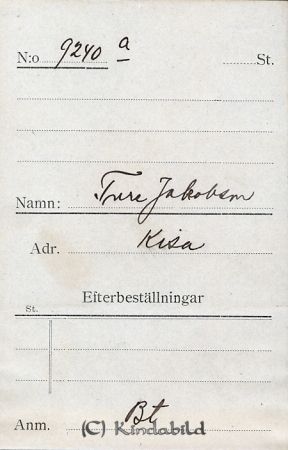 Ture Jakobsson  Kisa
Ture Jakobsson  Kisa
Nyckelord: Ture Jakobsson