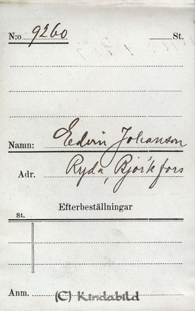 Edvin Johansson  Ryda  Björkfors
Edvin Johansson  Ryda  Björkfors
Nyckelord: Johansson Ryda