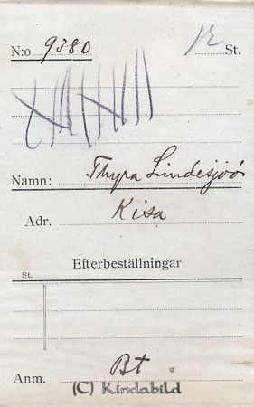 Thyra Lindesjöö  Kisa
Thyra Lindesjöö  Kisa
Nyckelord: Thyra Lindesjöö