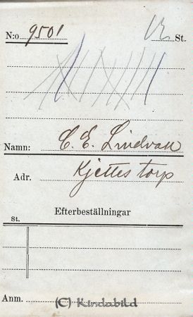 C E Lindvall  Kjettestorp
C E Lindvall  Kjettestorp
Nyckelord: Lindvall Kjettestorp