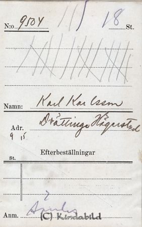 Karl Karlsson  Drättinge  Hägerstad
Karl Karlsson  Drättinge  Hägerstad
Nyckelord: Karlsson Drättinge