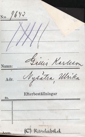 Gillis Karlsson  Nysätra  Ulrika
Gillis Karlsson  Nysätra  Ulrika
Nyckelord: Karlsson Nysätra