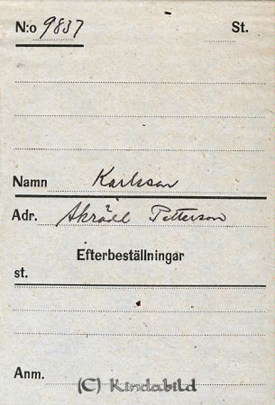 Karlsson   Skrädd. Pettersson
Karlsson   Skrädd. Pettersson
Nyckelord: Karlsson Skrädd. Pettersson