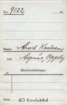 Arvid Karlsson  Aspnäs  Oppeby
Arvid Karlsson  Aspnäs  Oppeby
Nyckelord: Karlsson Aspnäs