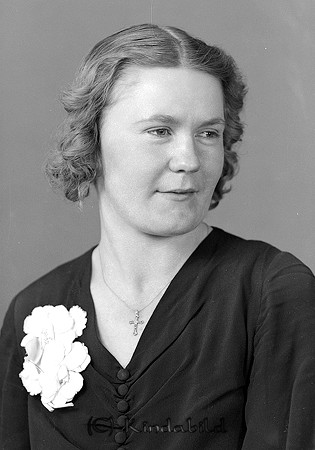 Greta Larsson Vallingdal Hycklinge
raja
Kvinna klädd i mörk klänning  

raja
Greta Larsson, dotter till Konstans och Jenny Larsson
 Orrkullen Hycklinge.
 Barn: Ingrid född 1912
 Alice född 1914
 Greta (på bilden) född 1916
 Bengt född 1918
 Iris född 1920
 Torsten född 1922
 Anna-Lisa född 1928
 Gunnar född 1932
 Olle född 1936.
 Greta Larsson (på bilden) gifte sig 1946 med John Carlsson.
 Källa: Studiegruppen hembygdsgården 
Nyckelord: Larsson Hycklinge