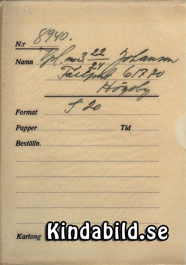 Vpl. 3. 22/24 Johansson Fältpost 617 70 Högsby
Nyckelord: Johansson Högsby