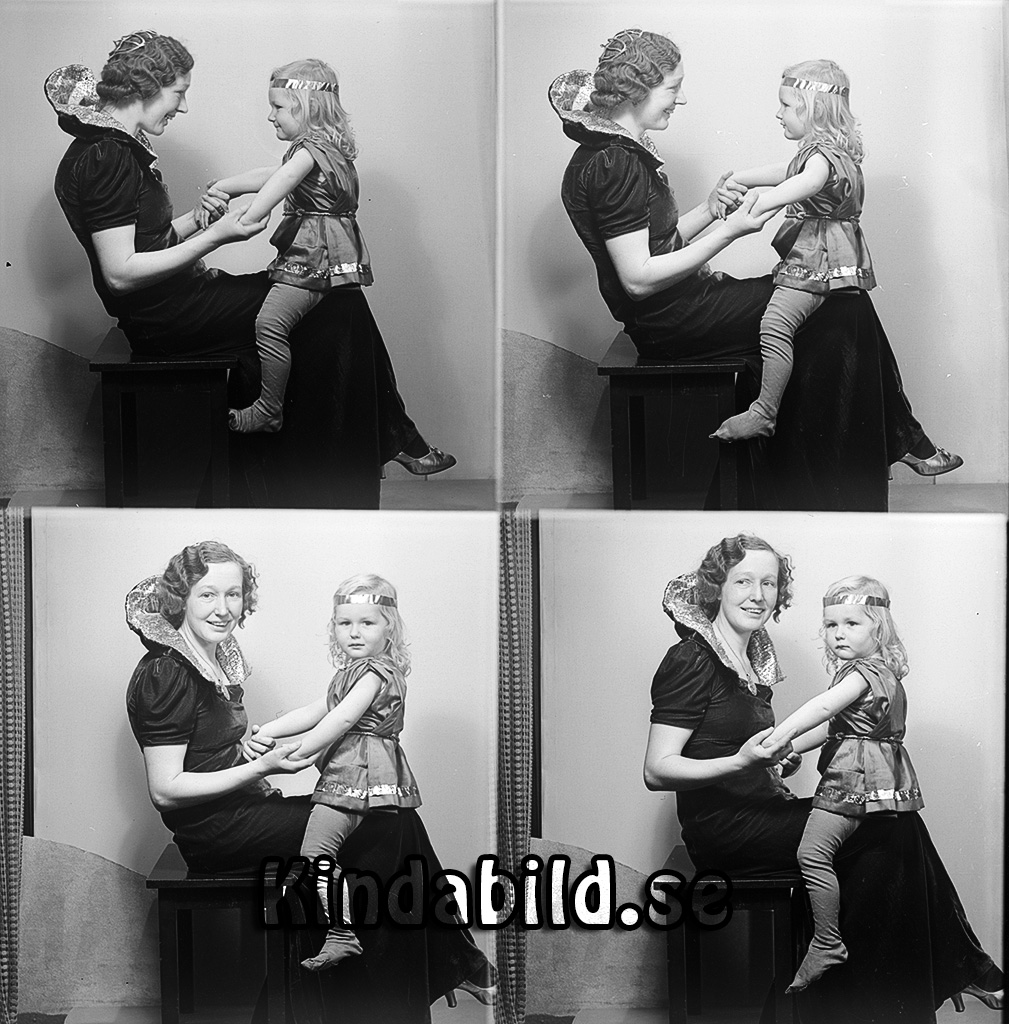 Fru Anna Elisabet Brolin Kjettestorp Kisa
raja
Flicka som sitter i knät på sin mor

raja
Anna Elisabet Brolin född Pettersson 1911 i Bjöklinge Uppsala län, maka till folkskoleläraren Karl Gunnar Brolin född 1903 i Teglemora Uppsala län, De hade två barn Anna Elisabeth Kerstin född 1936 i Linköping och Carl Gustaf född 1940 i Kisa. Familjen flyttade 1943
Källa: Kyrkoarkiv Kisa. 
Källa: Gerd Pettersson

Nyckelord: Brolin Kisa