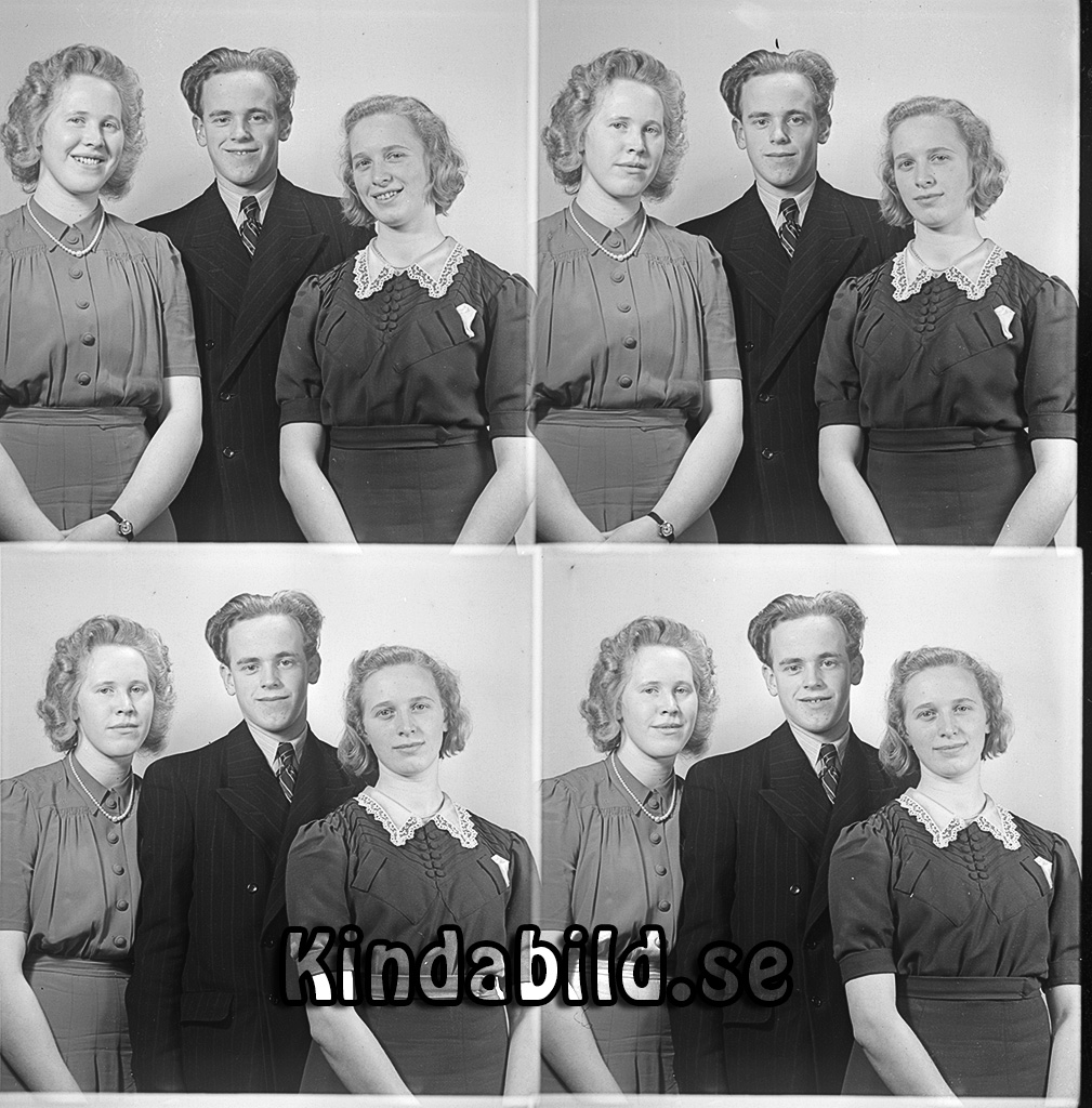 Anna Andersson Adlerskog Västra Eneby
raja
En man o två kvinnor han klädd i kostym kvinnorna i klänningar

raja
Fr väster Anna, Nils och Viola Andersson, barn till Elliot Andersson och hans hustru Helga född Tapper.
 Flickorna kunde sjunga bra och Elliot spelade dargspel.
 Anna var hembiträde bl a i Adlerskog.
 Elliot pratade om att han hade ont i"häschillera" skulderbladen.
 Nils Andersson hade Hallarna som sommarbostad in på 1990 och skötte Hallarö.
 Källa: Studiegruppen hembygdsgården

Nyckelord: Andersson Västra Eneby